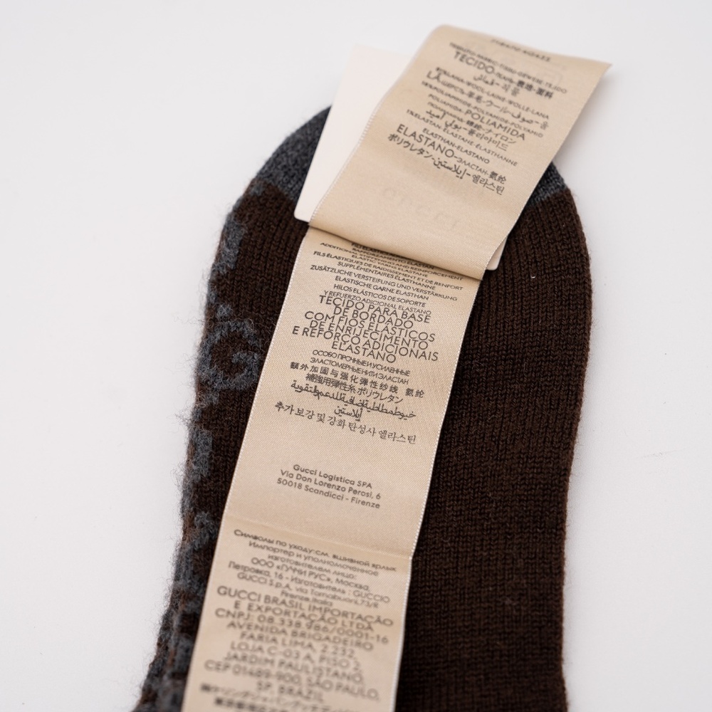 size M Gucci GG Logo  Cotton Blend Long Socks Brown Striped - Picture 6 of 7
